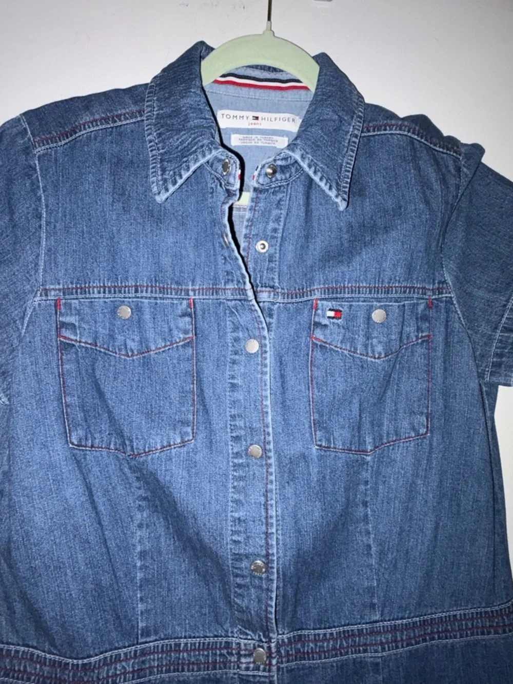 Vintage Tommy Hilfiger Blue Denim Button-Up Shirt Dress - Picture 3 of 9